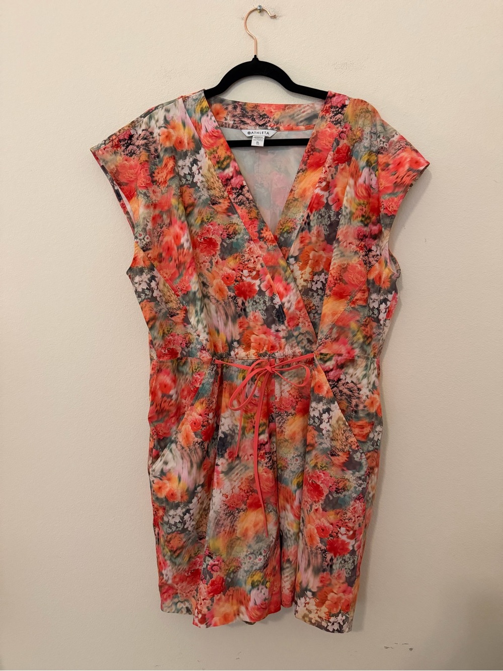 Athleta Marlow Romper Size XL Renewed Bloom Pink Floral Lightweight Travel